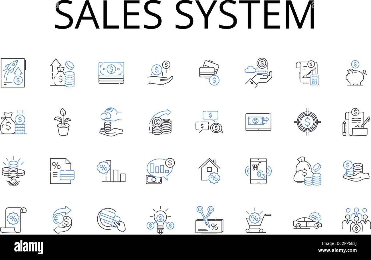 Sales system line icons collection. Business model, Revenue stream