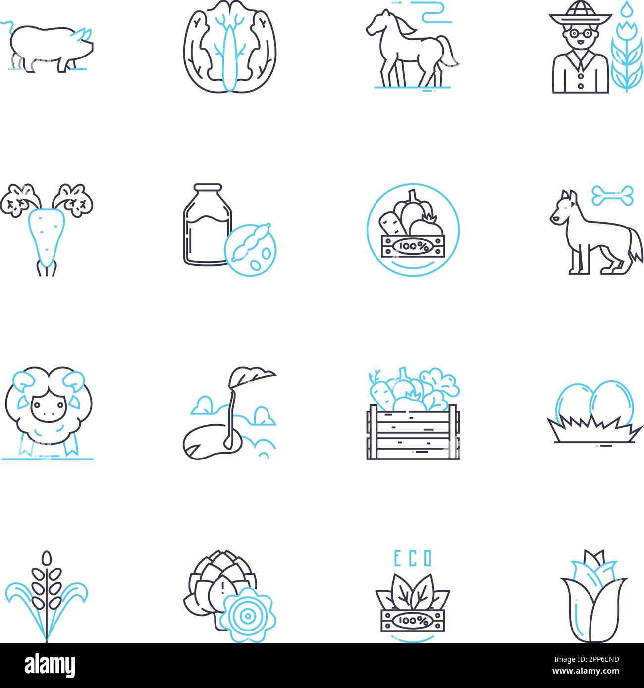 Horticulture linear icons set. Seeds, Soil, Watering, Pruning ...