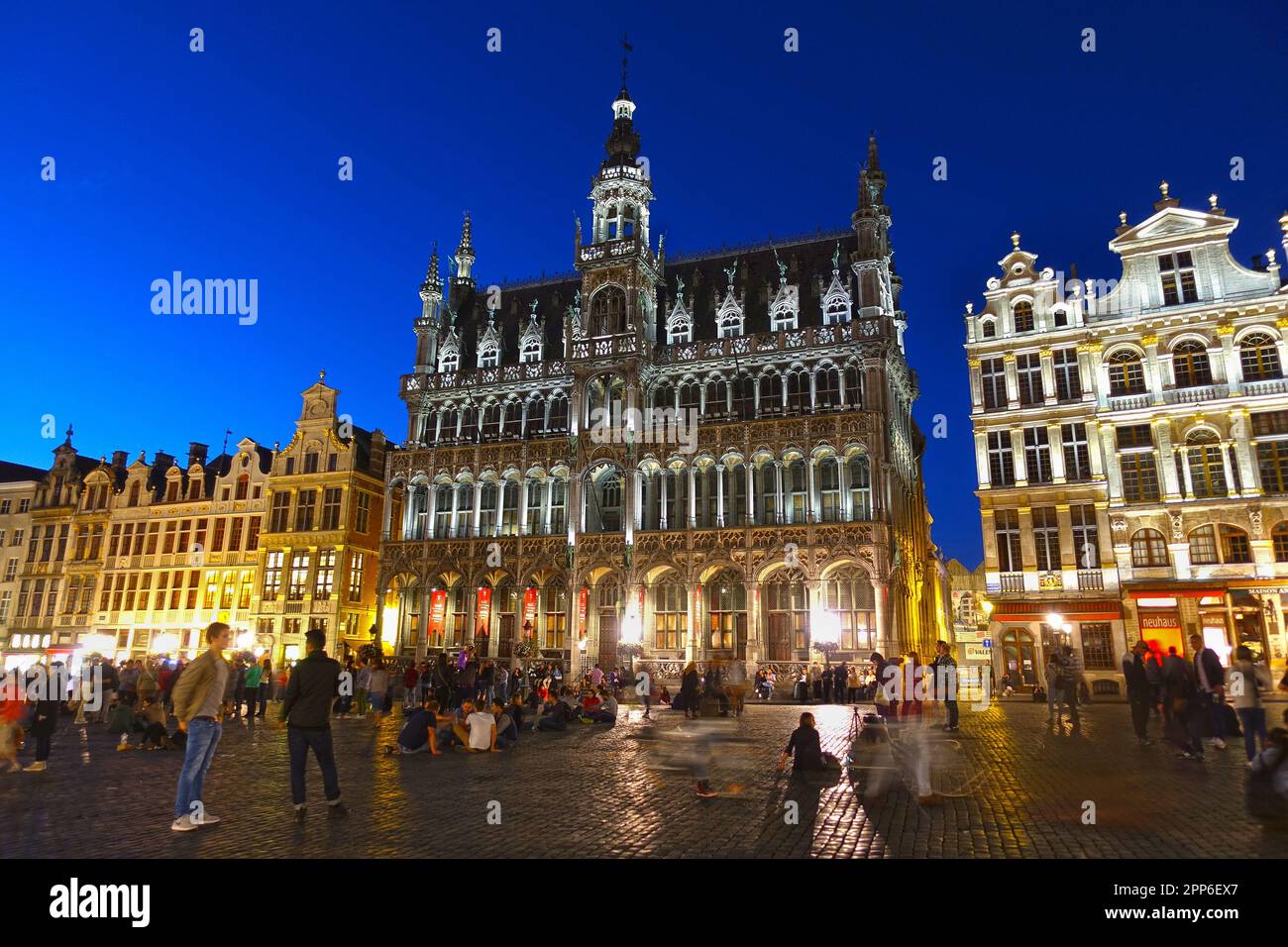 BRUSSELS, BELGIUM - AUGUST 4, 2016: The medieval city square Grand Place or Grote Markt of Brussels, UNESCO World Heritage. Stock Photo