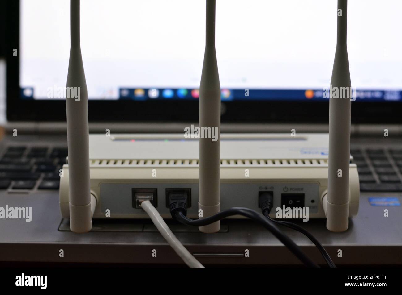 Cairo, Egypt, April 8 2023 A broadband wireless wifi and LAN router