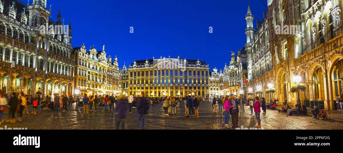 BRUSSELS, BELGIUM - AUGUST 4, 2016: The medieval city square Grand Place or Grote Markt of Brussels, UNESCO World Heritage Stock Photo