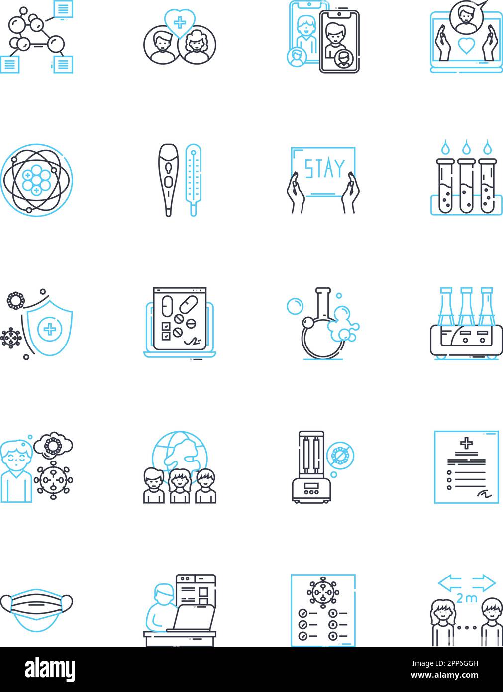 Microorganisms linear icons set. acteria, virus, fungi, parasites, protozoa, algae, mold line vector and concept signs. yeast, microbiome, microbiota Stock Vector