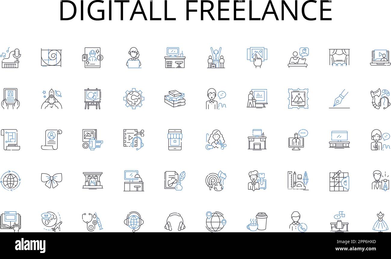 Digitall Freelance line icons collection. Gathering, Audience ...