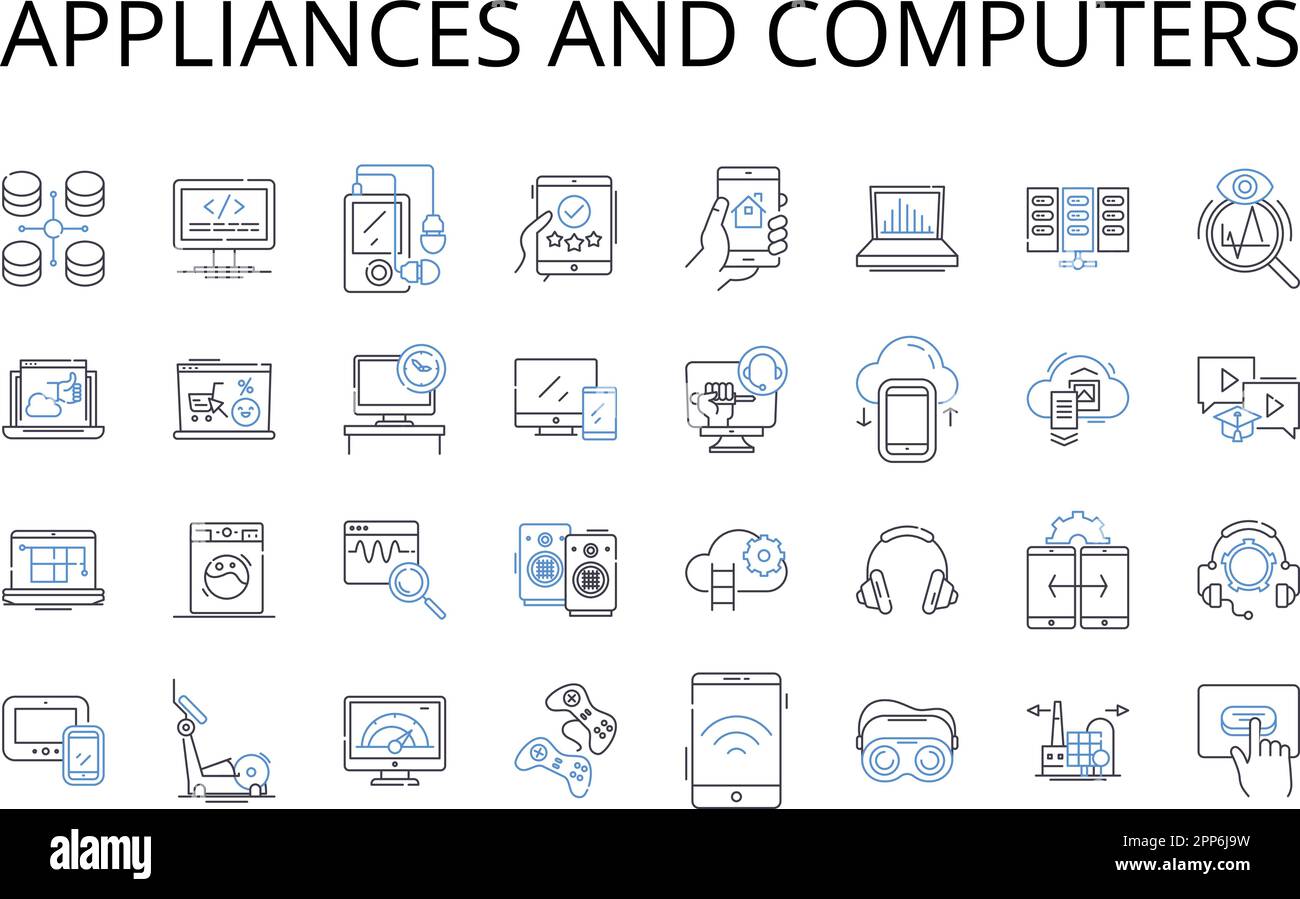 Appliances and computers line icons collection. Devices, Gadgets