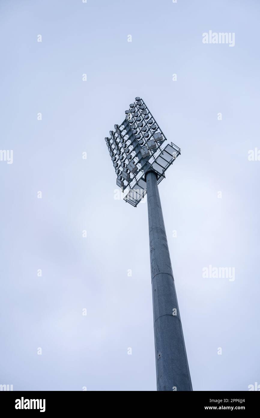 Stadium light tower against the sky with copy space Stock Photo Alamy