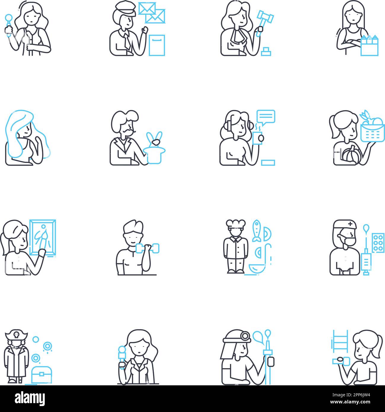 Entrepreneur linear icons set. Innovator, Risk-taker, Dreamer 