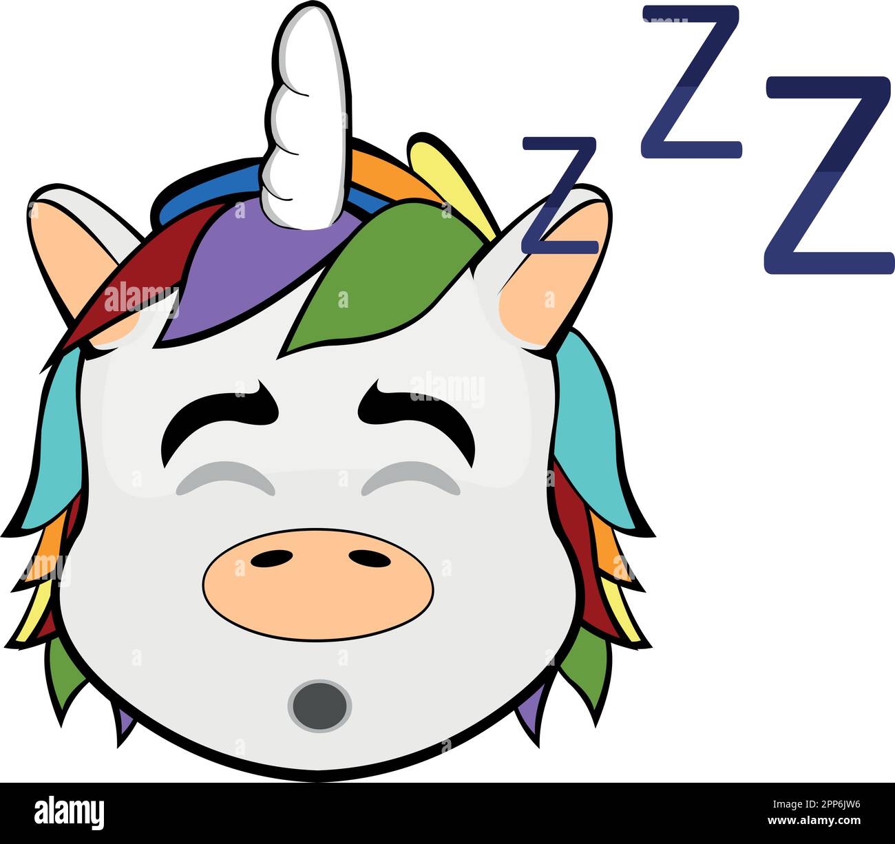 Vector illustration face of a unicorn cartoon sleeping Stock Vector