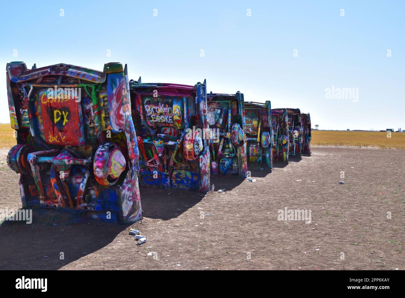 The colorful sculpture of Cadillac Ranch. Texas, USA Stock Photo - Alamy