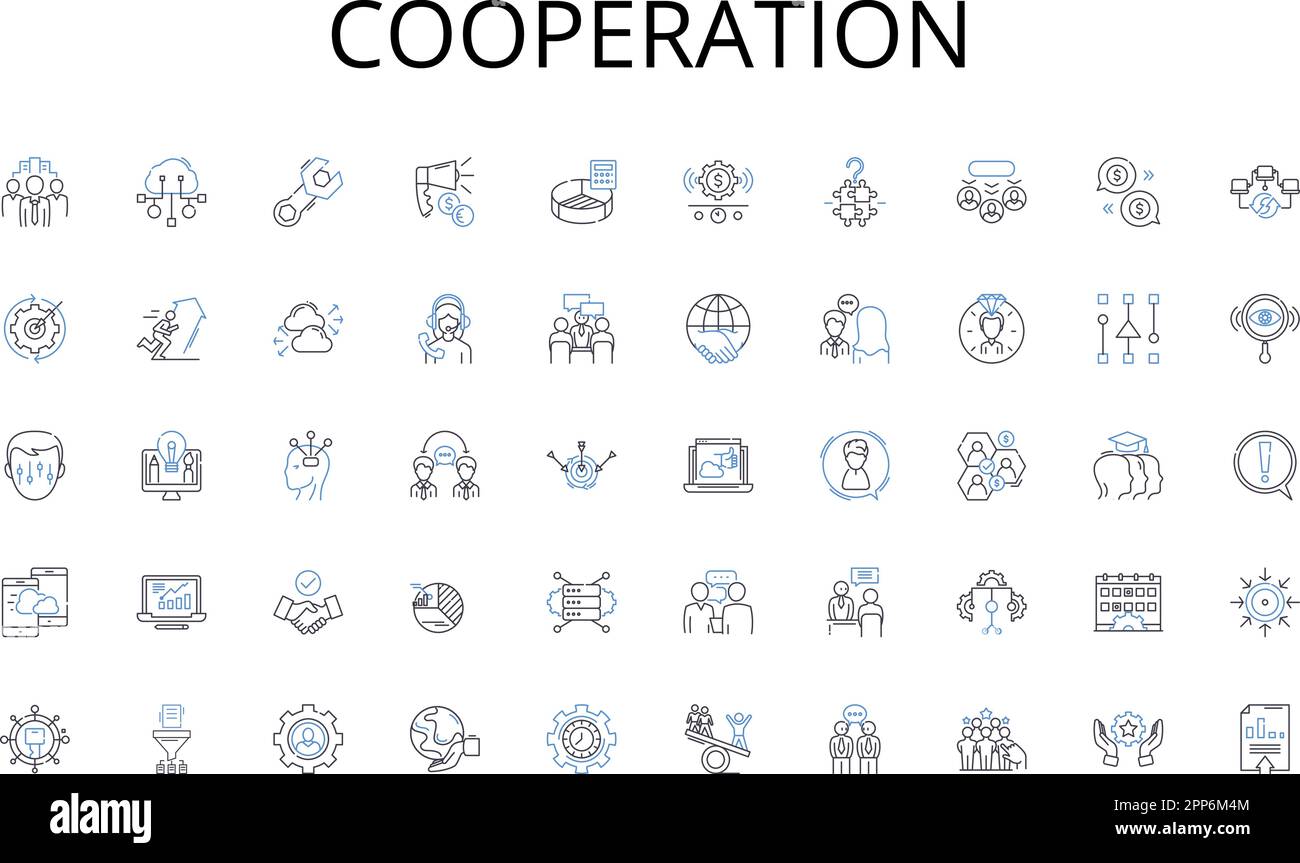 Cooperation line icons collection. D Printing, Laser Cutting, Milling ...