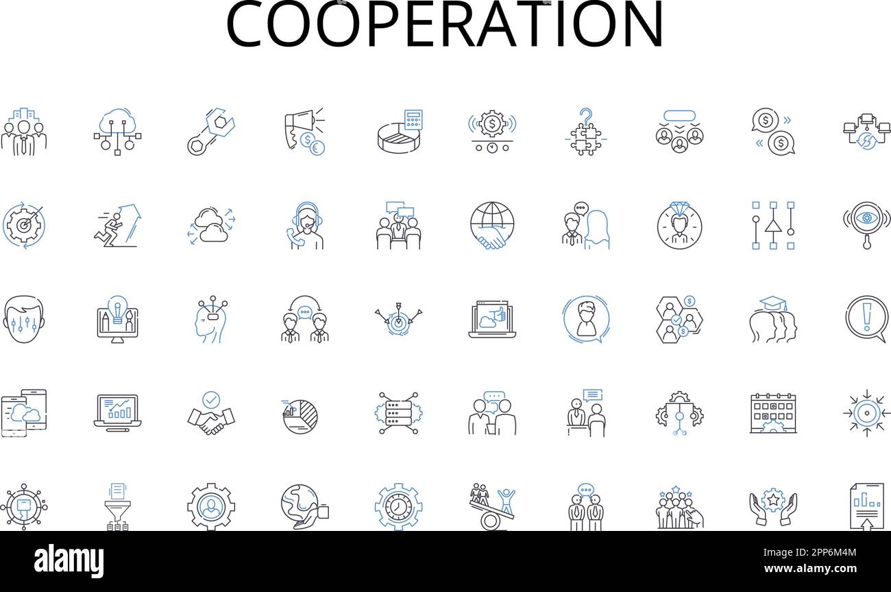 Cooperation line icons collection. D Printing, Laser Cutting, Milling, Prototyping, Additive Manufacturing, CNC, Fabrication vector and linear Stock Vector