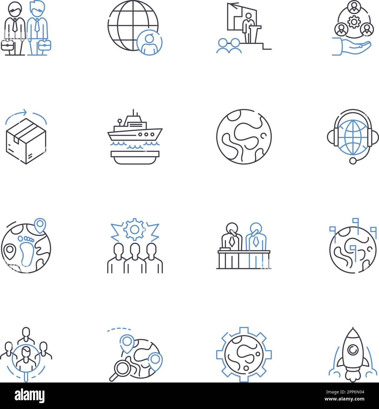 Foreign commerce line icons collection. Imports, Exports, Tariffs, Trade, Customs, Globalization, Currency vector and linear illustration. Cross Stock Vector