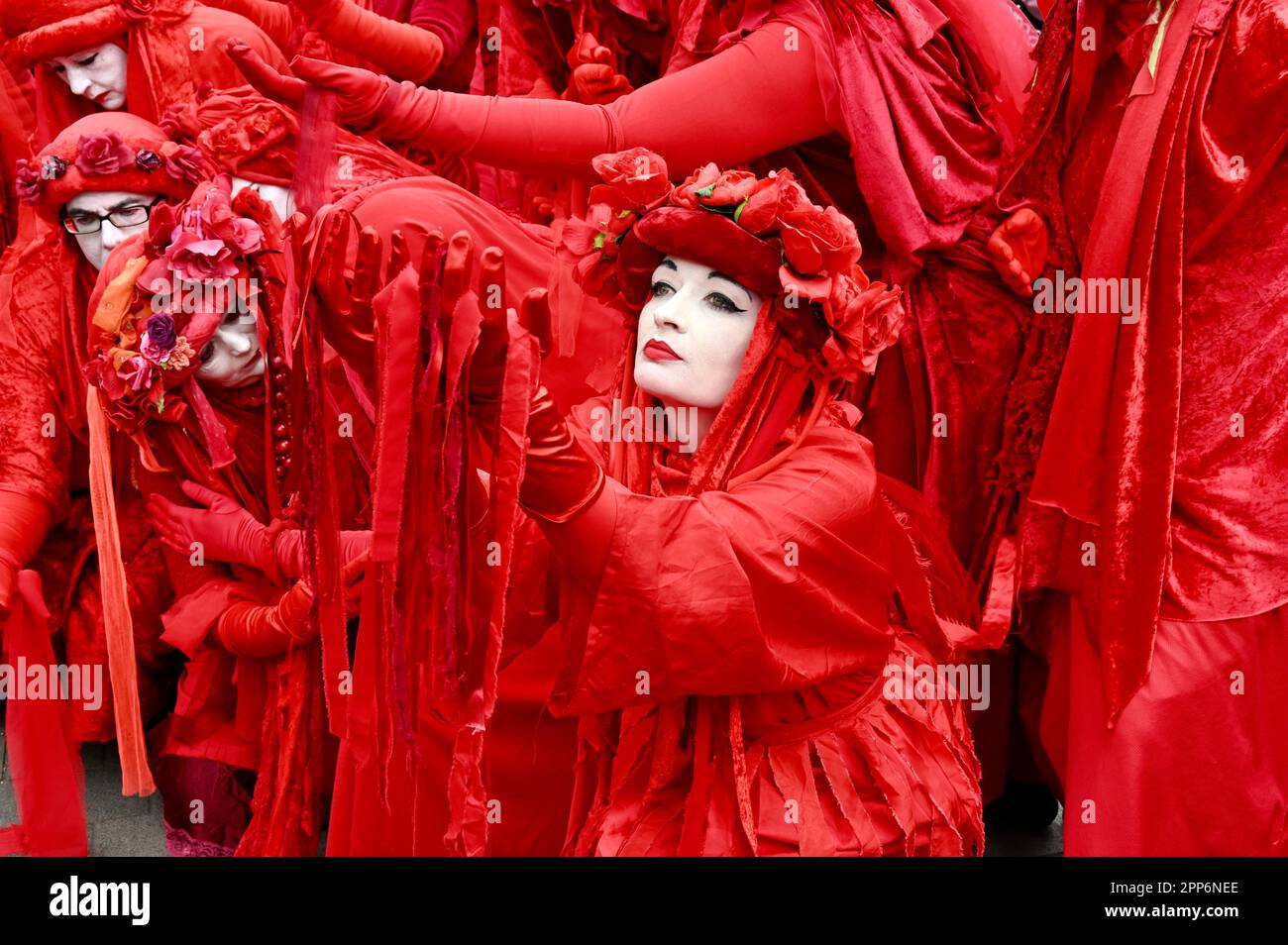 London, UK. 22nd Apr, 2023. London, UK. Red Rebel Brigade. Extinction Rebellion 'The Big One', Day Two of a four day event. Earth Day Climate Protest, Westminster. Credit: michael melia/Alamy Live News Credit: michael melia/Alamy Live News Stock Photo