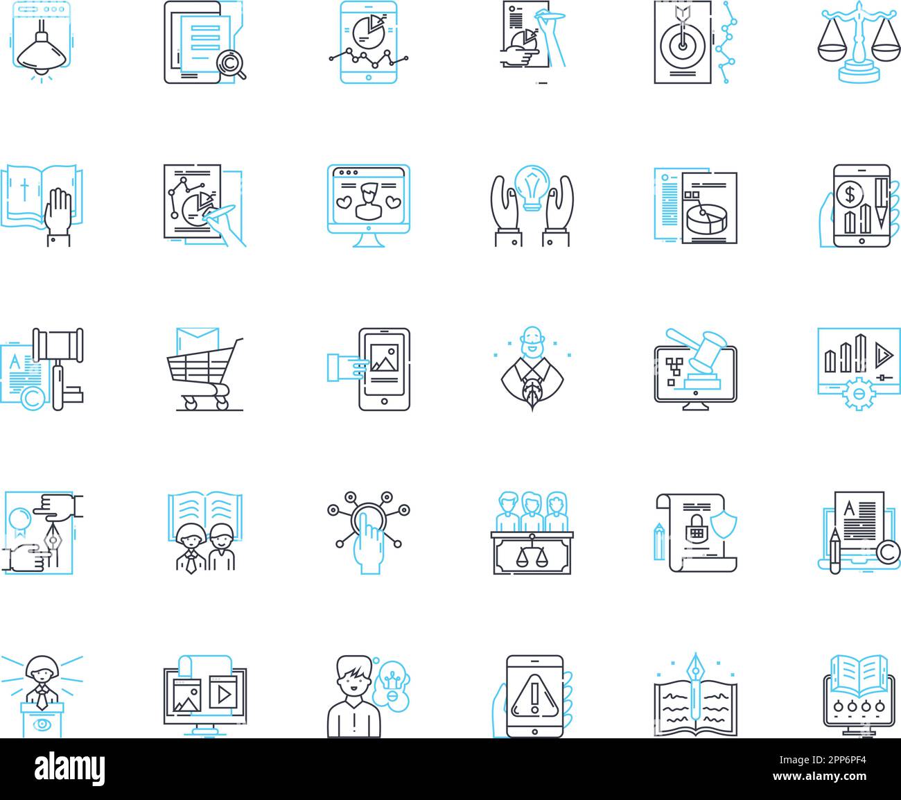 Patent law linear icons set. Intellectual, Property, Legal, Invention, Application, Innovation, Protection line vector and concept signs. Grant Stock Vector