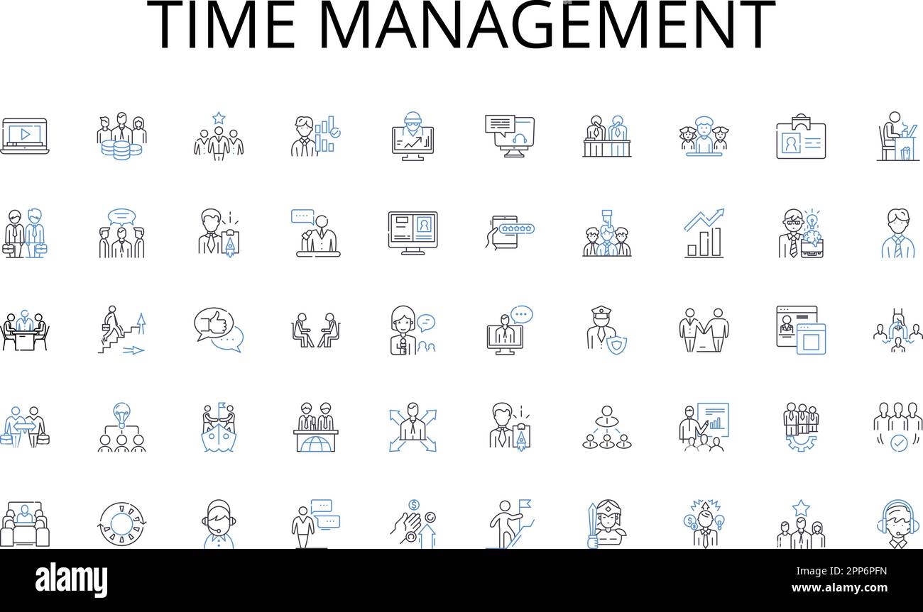 Time management line icons collection. Coaching, Training, Mentoring