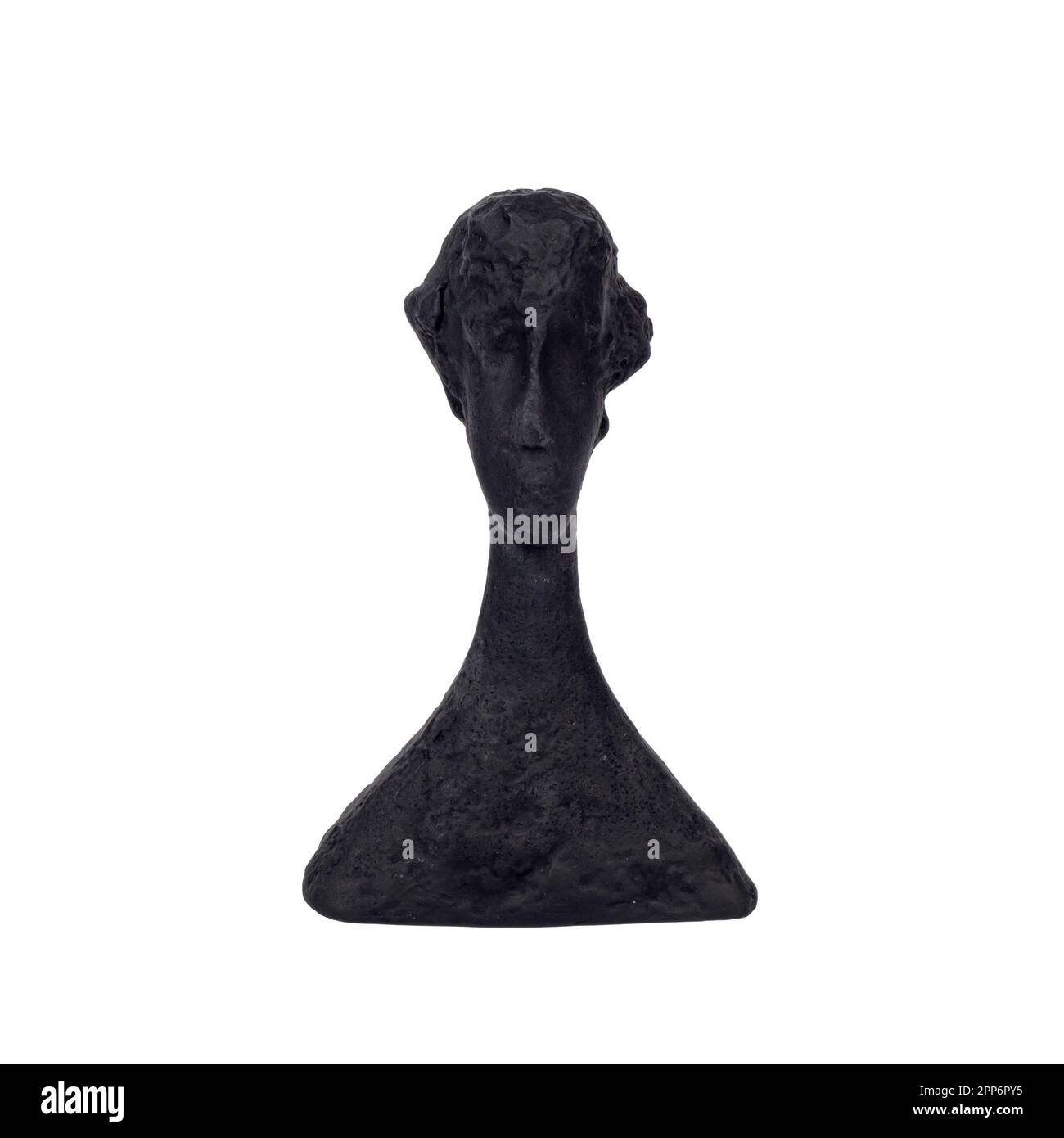 modern sculpture ceramic man head isolated on white Stock Photo