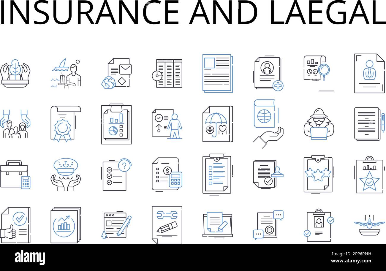 Insurance and laegal line icons collection. Coverage, Protection ...