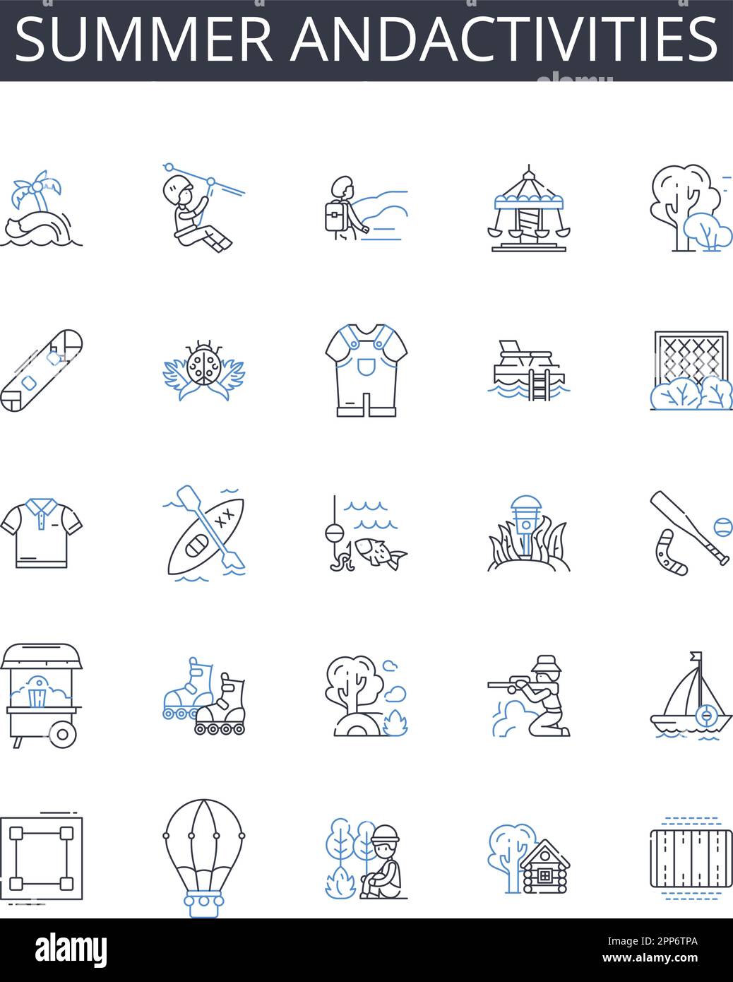 Summer andactivities line icons collection. Talent, Skills, Education ...
