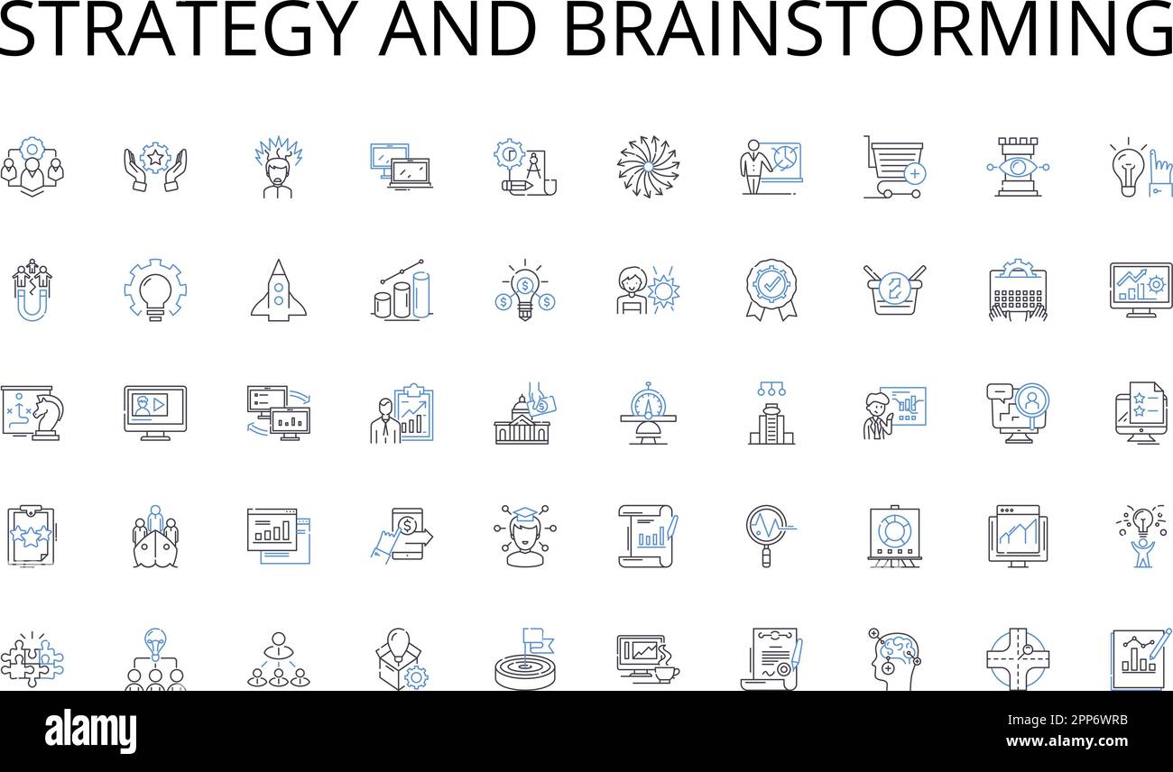Strategy and brainstorming line icons collection. Unity, Comradeship ...