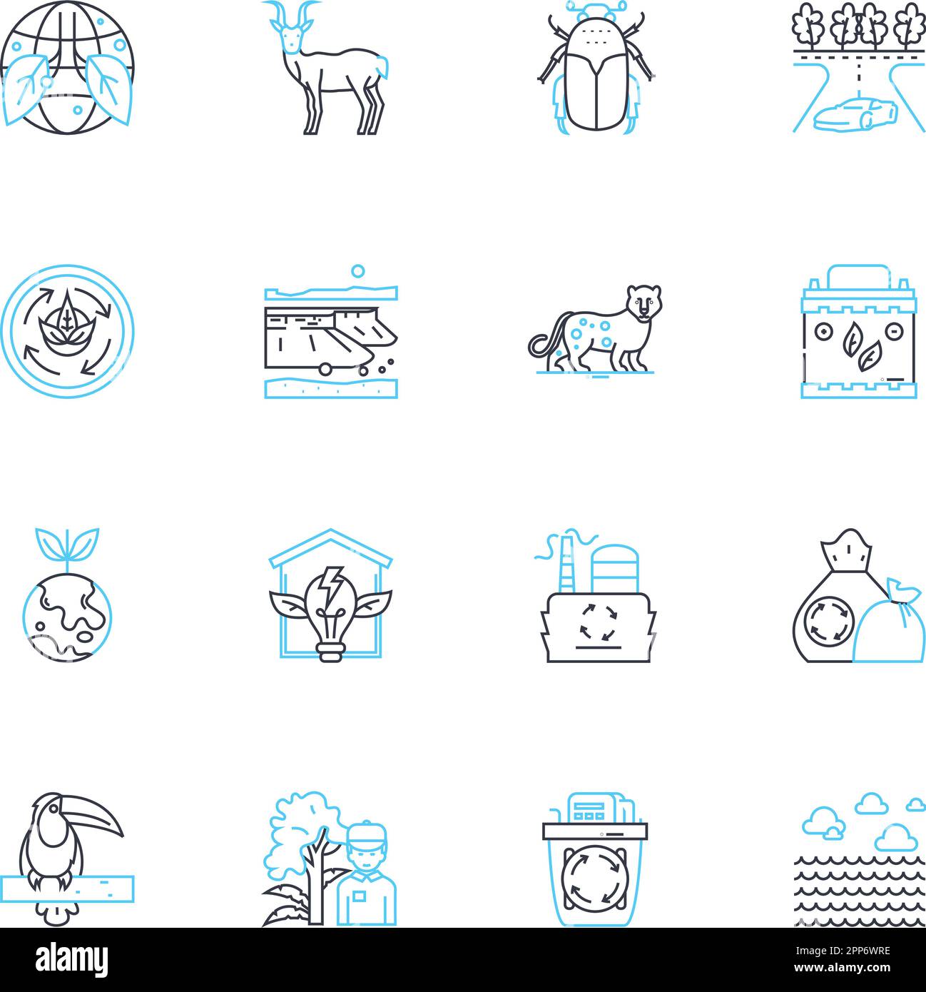 Climate change linear icons set. Warming, Pollution, Greenhouse, Drought, Flood, Melting, Sustainability line vector and concept signs. Carbon Stock Vector