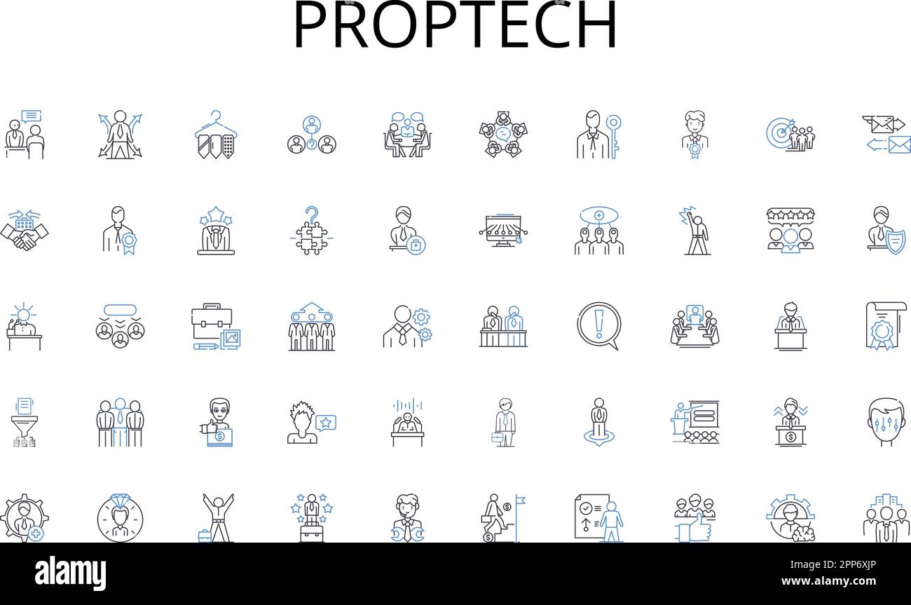 Proptech line icons collection. Audit, Balance, Bookkeeping, Capital, Cash, Credit, Deductions vector and linear illustration. Depreciation,Equity Stock Vector