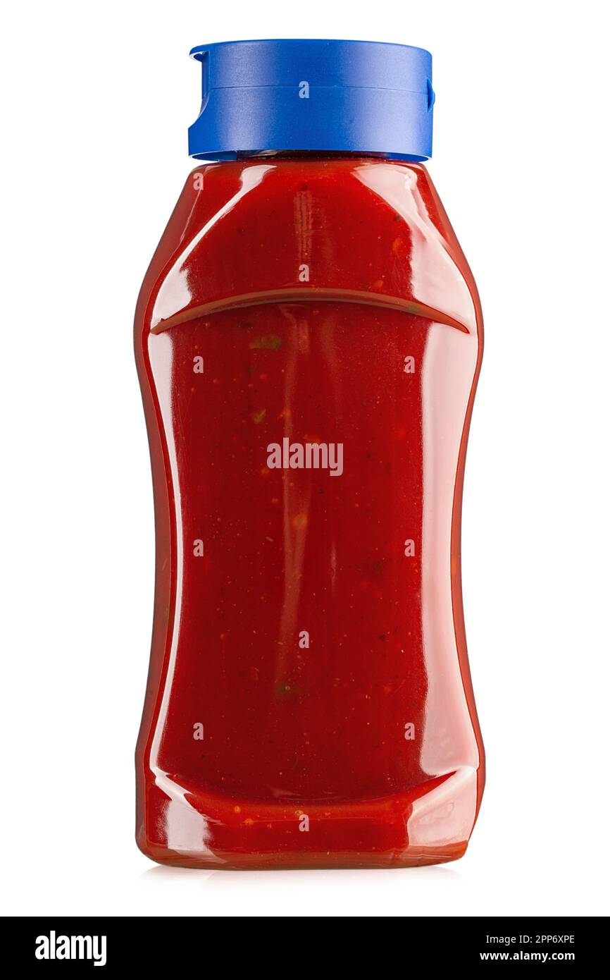 Ketchup in a plastic bottle. Isolated on white background. File contains clipping path Stock