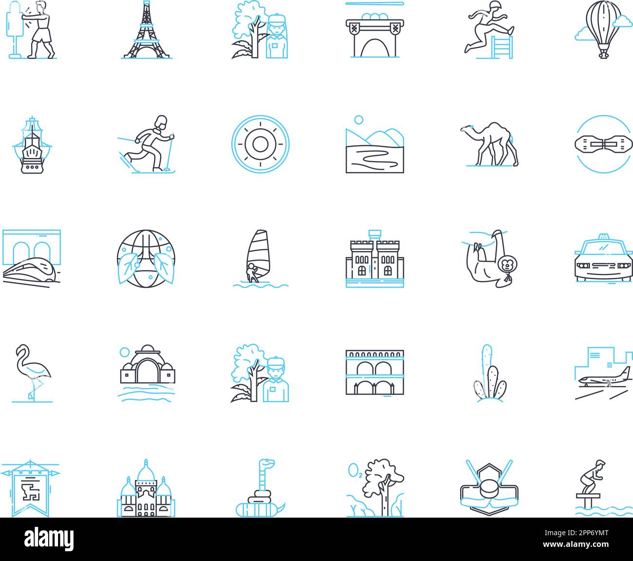 Expedition linear icons set. Adventure, Exploration, Journey, Trek ...