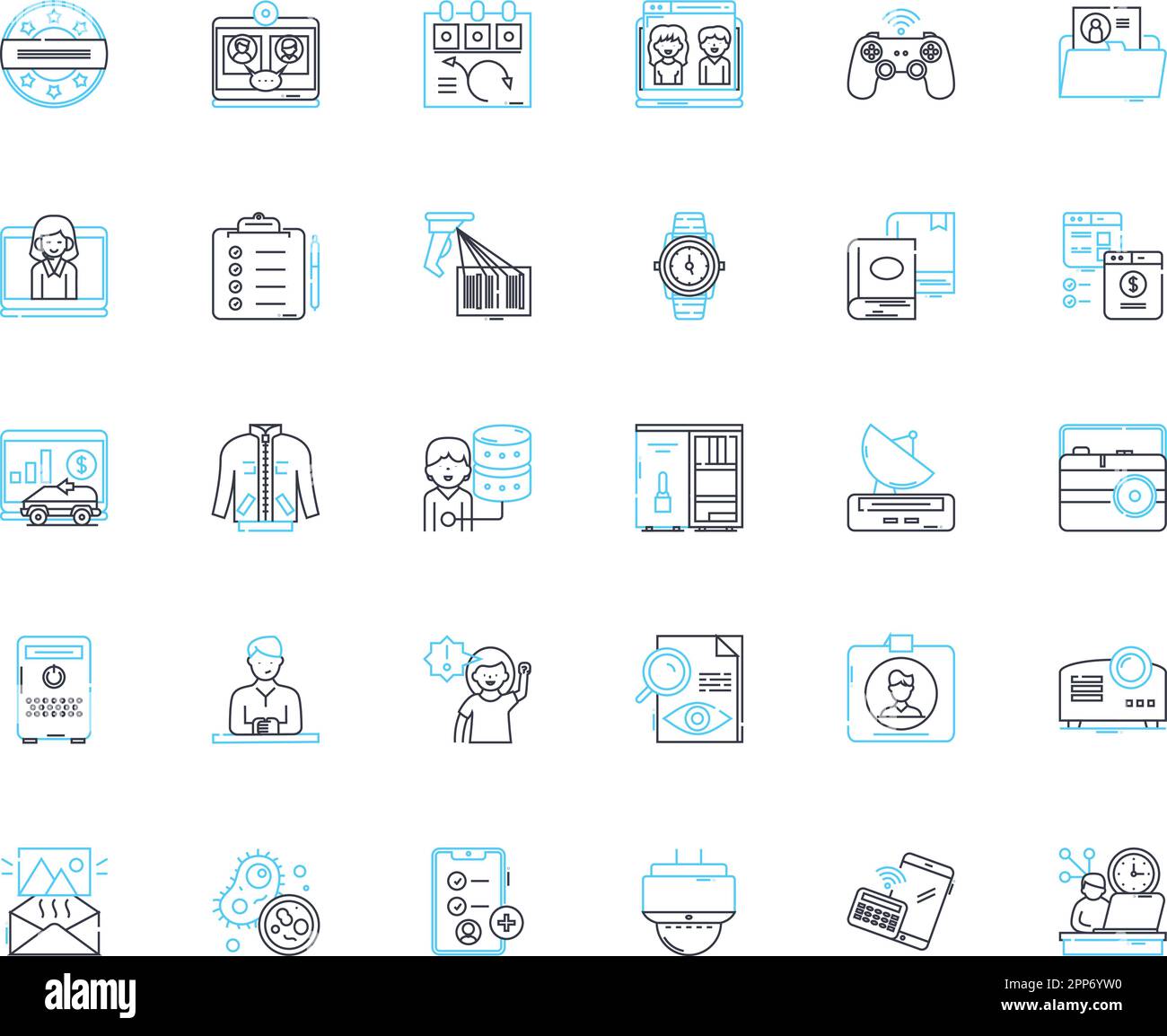 Copier linear icons set. Photocopy , Print , Scanner , Duplex ...