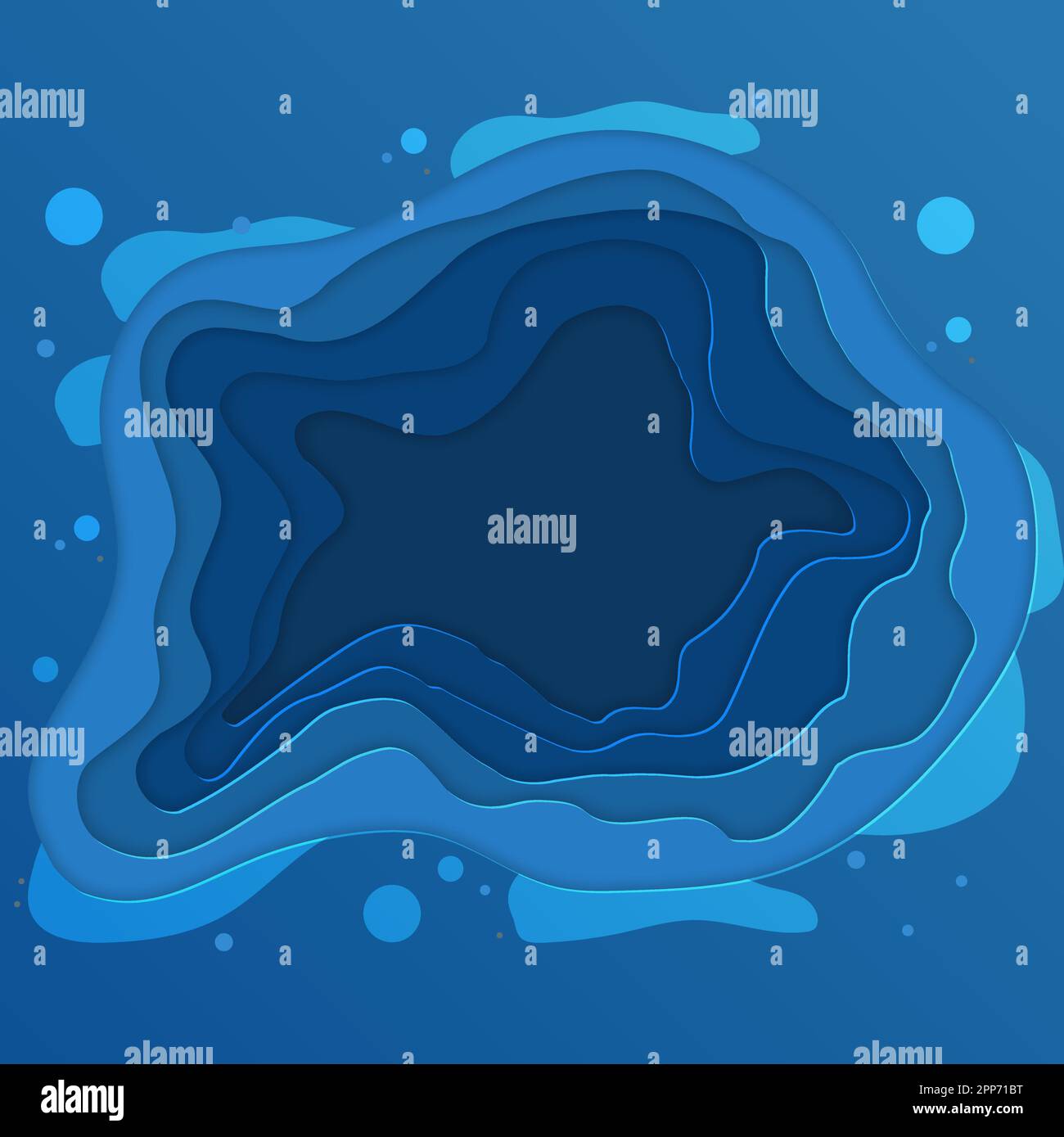 Vector Bottom Background Vector illustration of sea bottom with waves. Paper cut deep style ...