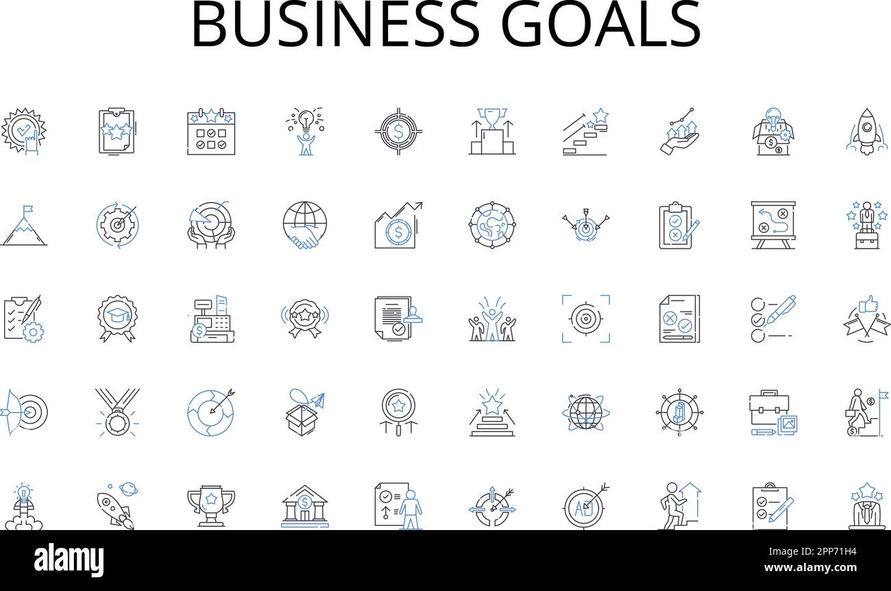 Business goals line icons collection. Unity, Loyalty, Bravery ...
