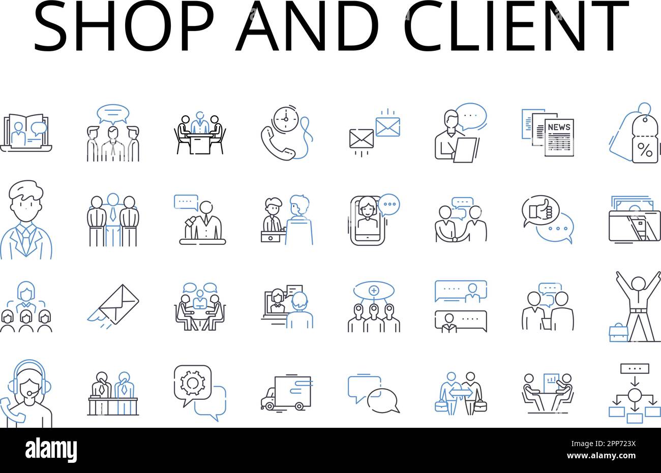 Shop And Client Line Icons Collection Hop Store Boutique Market 