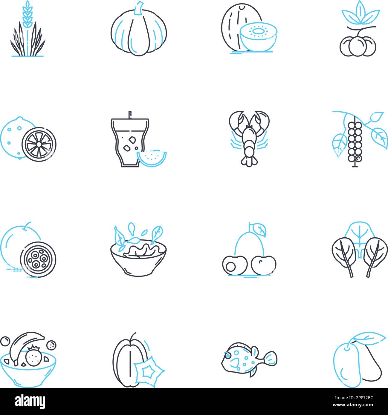 Green cuisine linear icons set. Sustainable, Vegetarian, Organic, Local ...