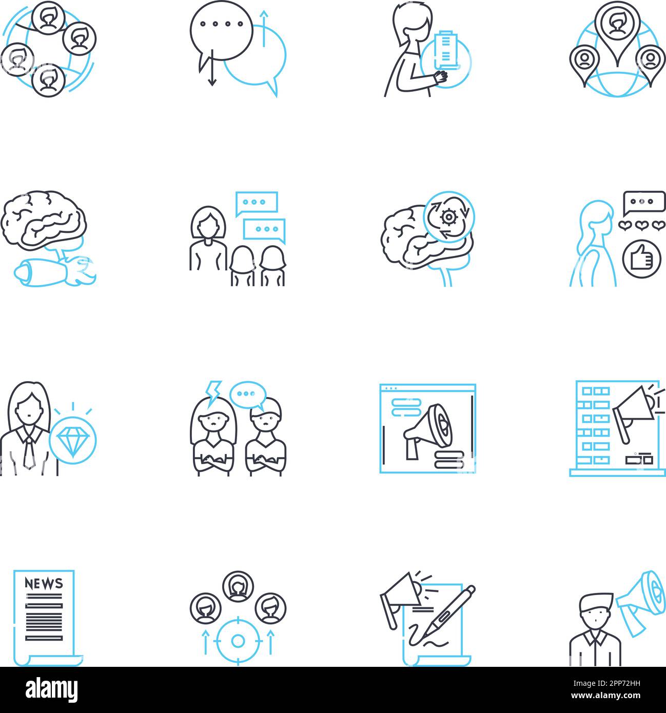 Personal rapport linear icons set. Connection, Rapport, Chemistry ...