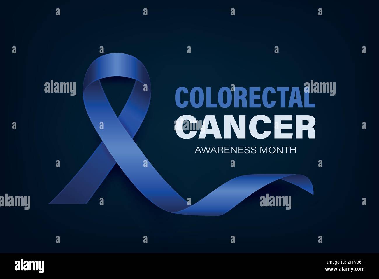 Colorectal Cancer Banner, Card, Placard with Vector 3d Realistic Dark ...