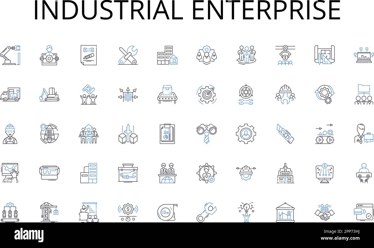 Industrial enterprise line icons collection. Messaging, T, Channels, Consistency, Targeting, Branding, Segmentation vector and linear illustration Stock Vector