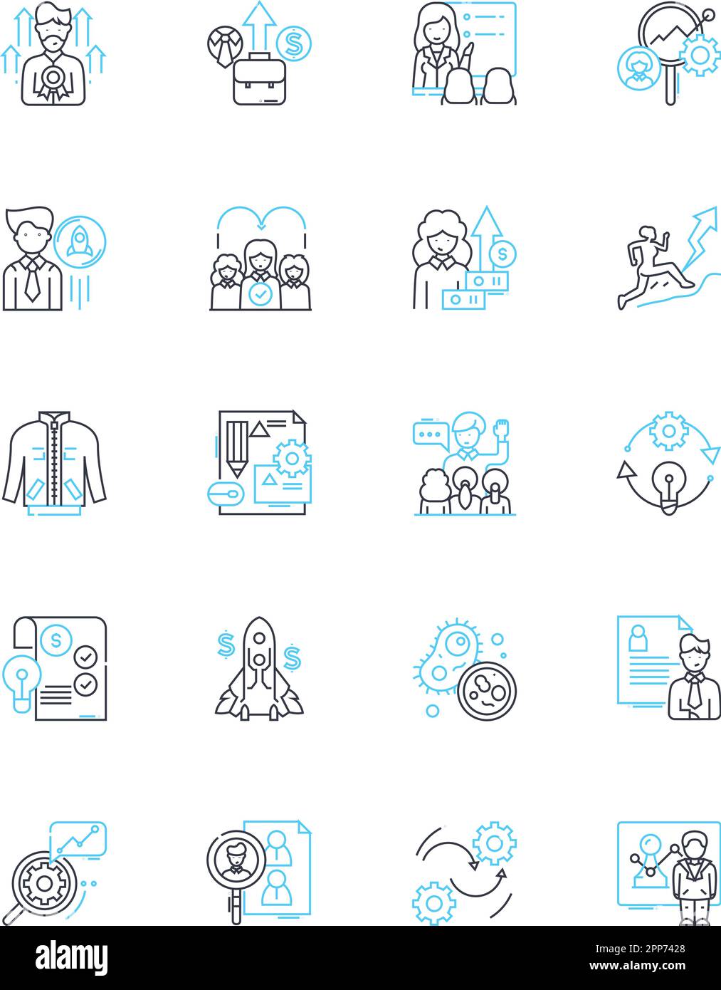 Candidate Selection linear icons set. Qualifications, Experience, Interviews, Assessments, Skills, Background, Education line vector and concept signs Stock Vector