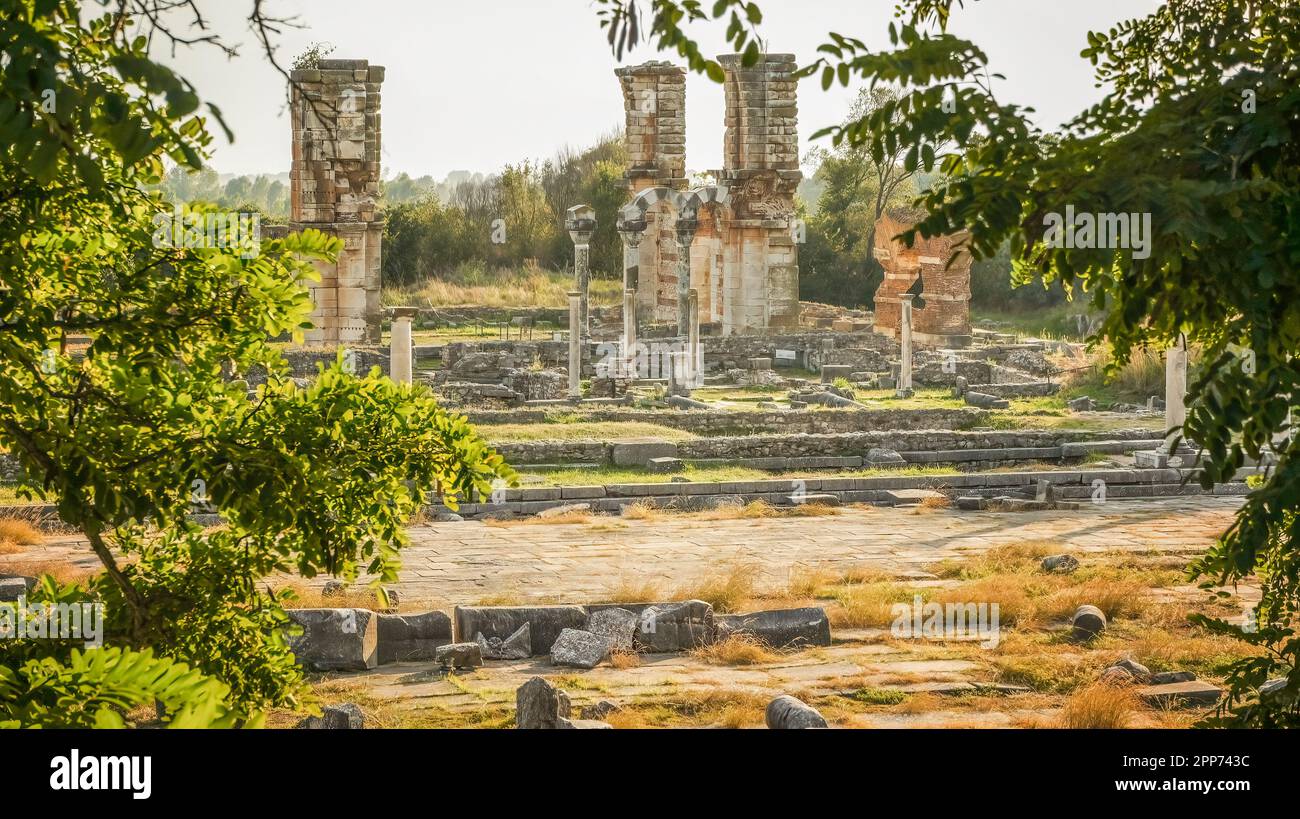 The excursion at ruins of ancient city of Philippi place Kavala Greece