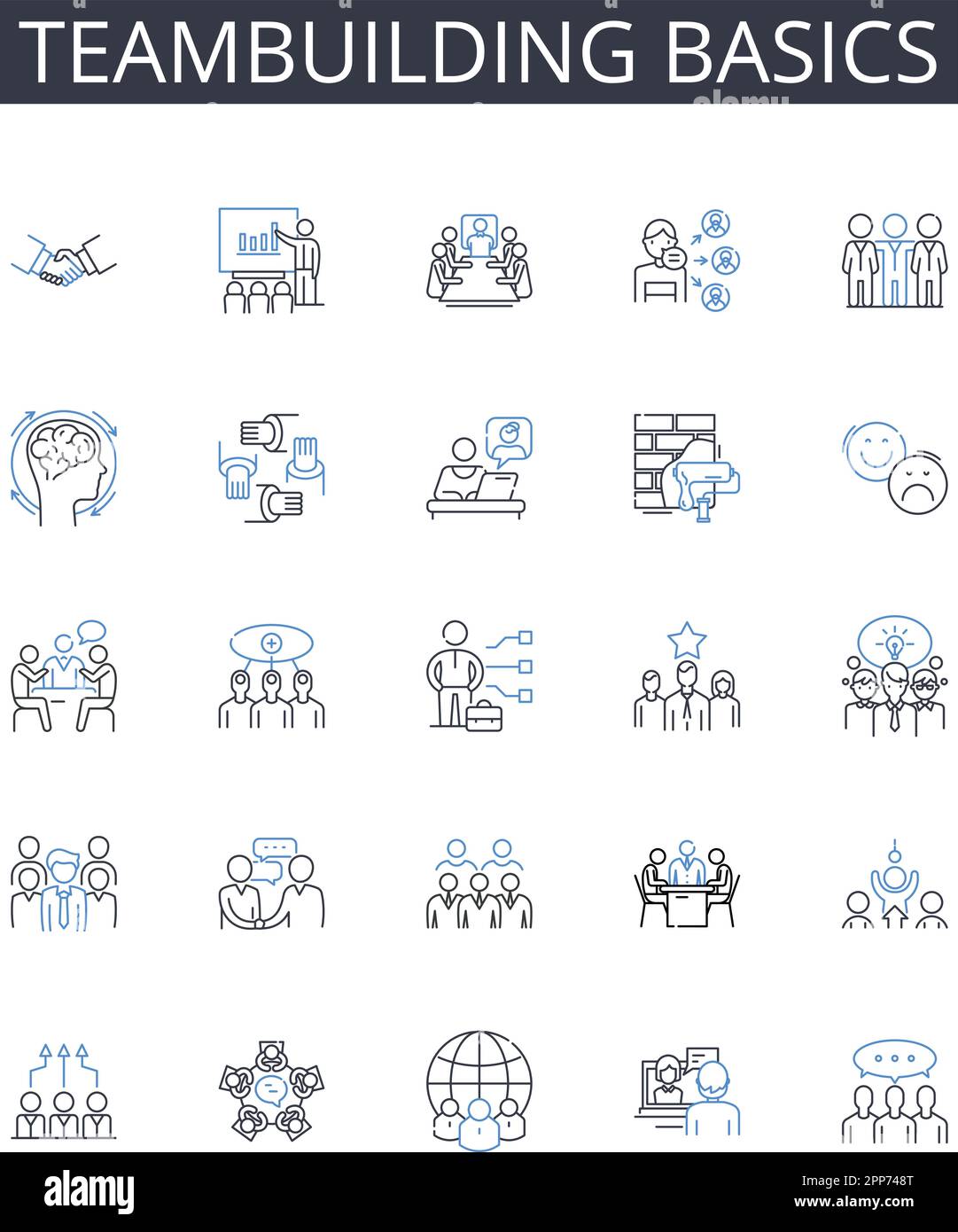 Teambuilding basics line icons collection. Jellybean, Oreo, Marshmallow ...