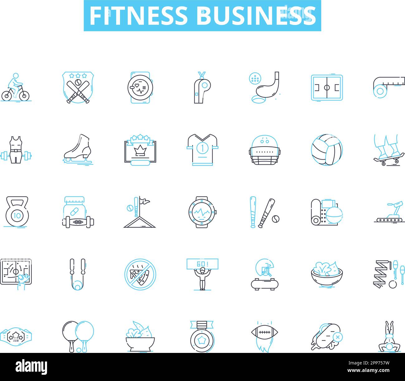 Fitness business linear icons set. Wellness, Health, Strength