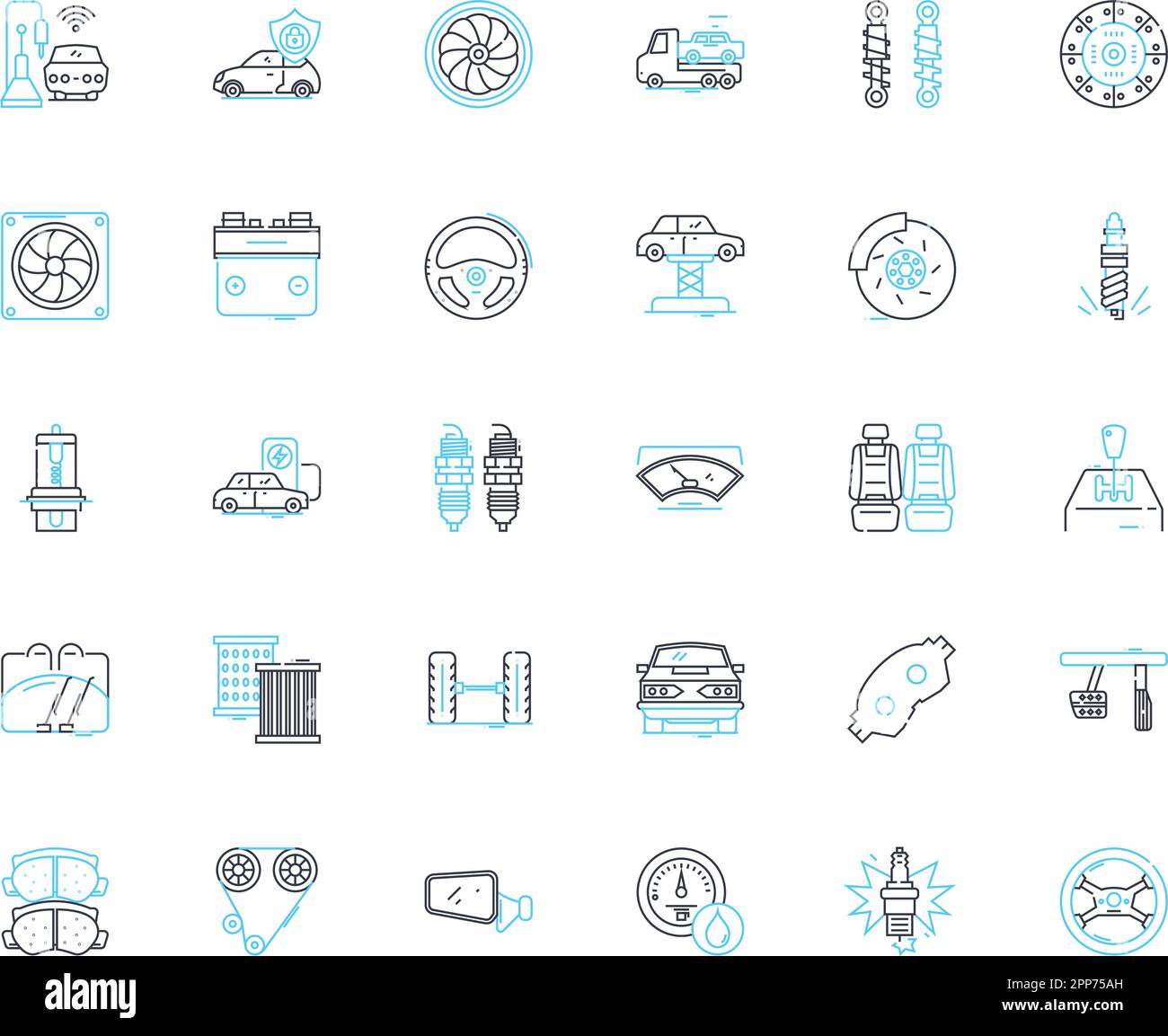 Secure a car linear icons set. Lock, Alarm, GPS, Key, Park, Safe, Track