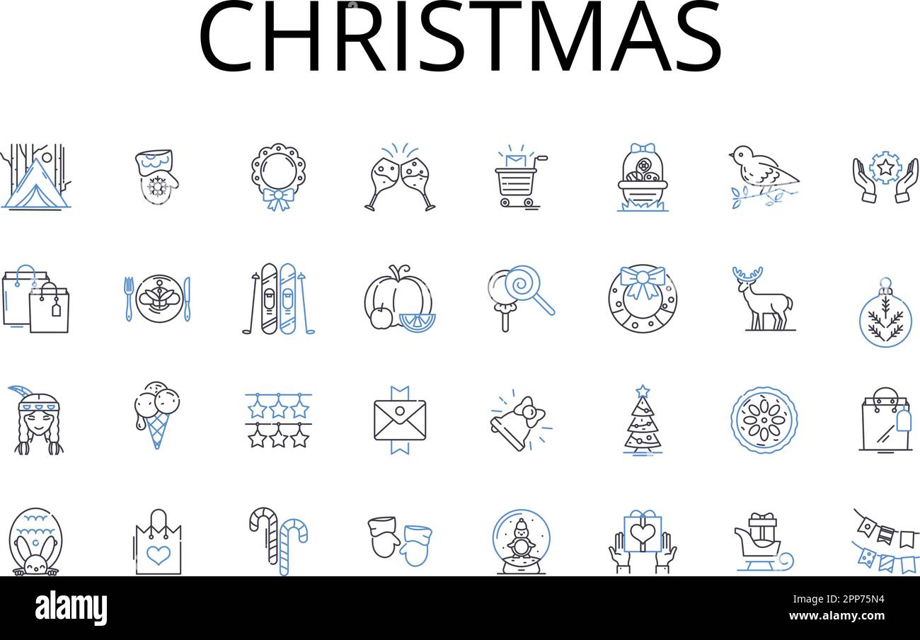 Christmas line icons collection. Yuletide, Noel, Holiday season, Festive season, December, Gift-giving, Merry-making vector and linear illustration Stock Vector