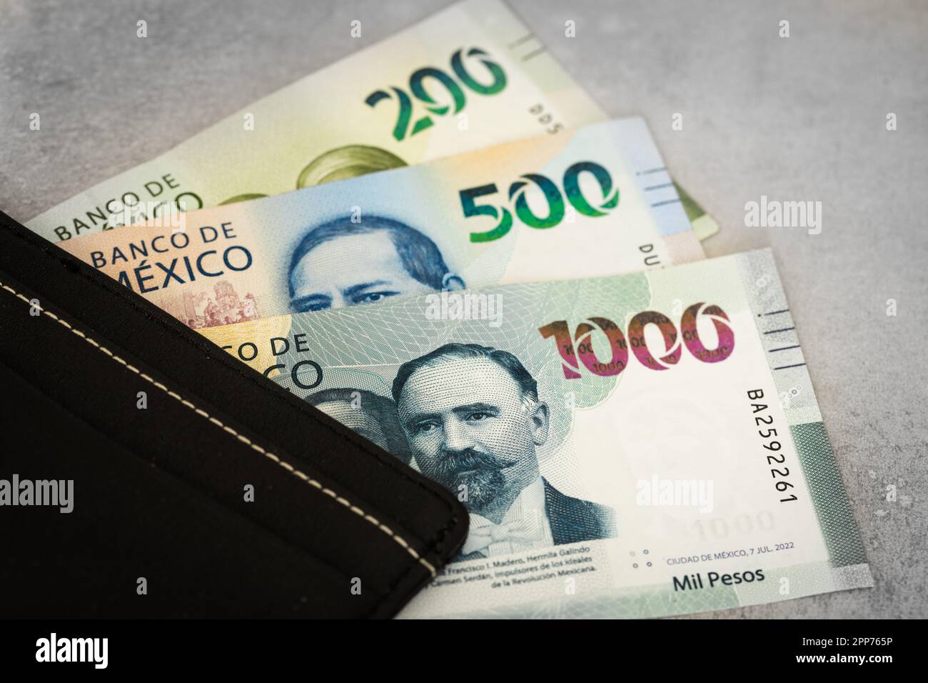 mexican money, 1000,500 and 200 bills, pesos, top denominations