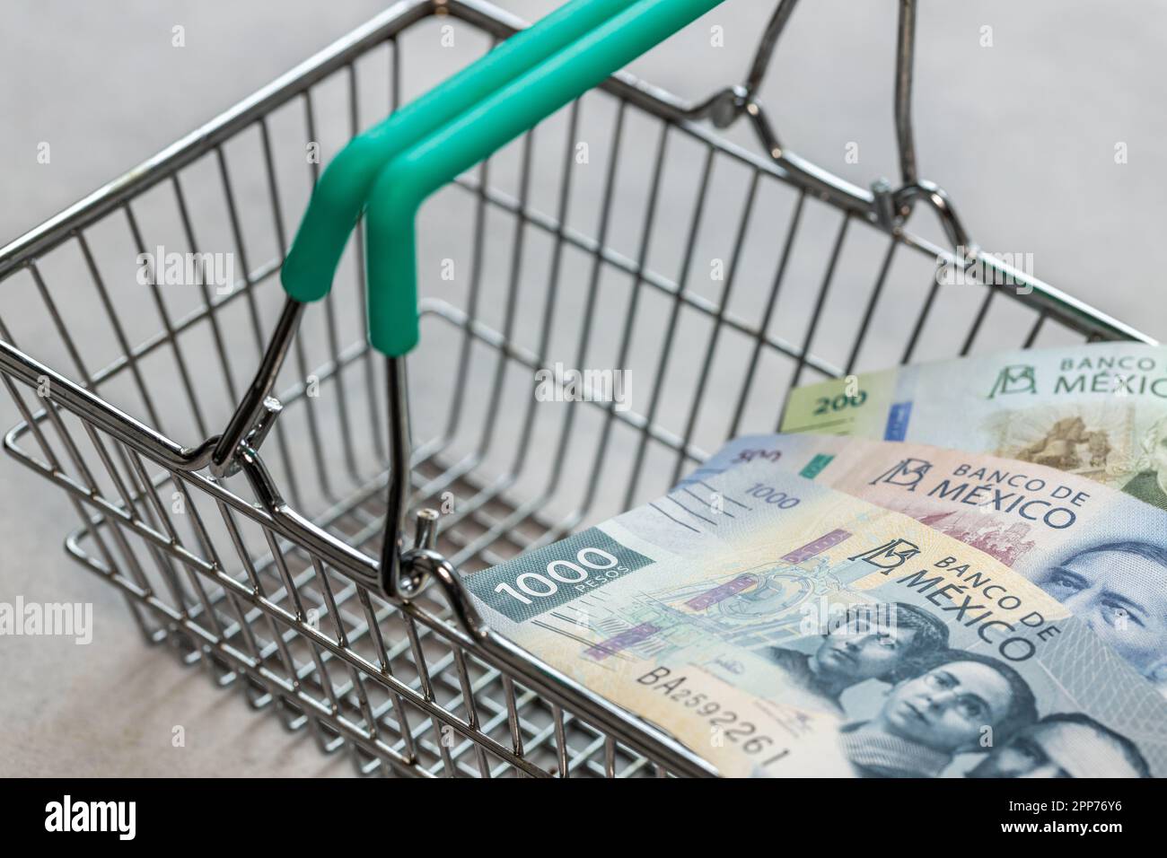 Concept, Mexico inflation, rising prices in stores, Empty shopping cart