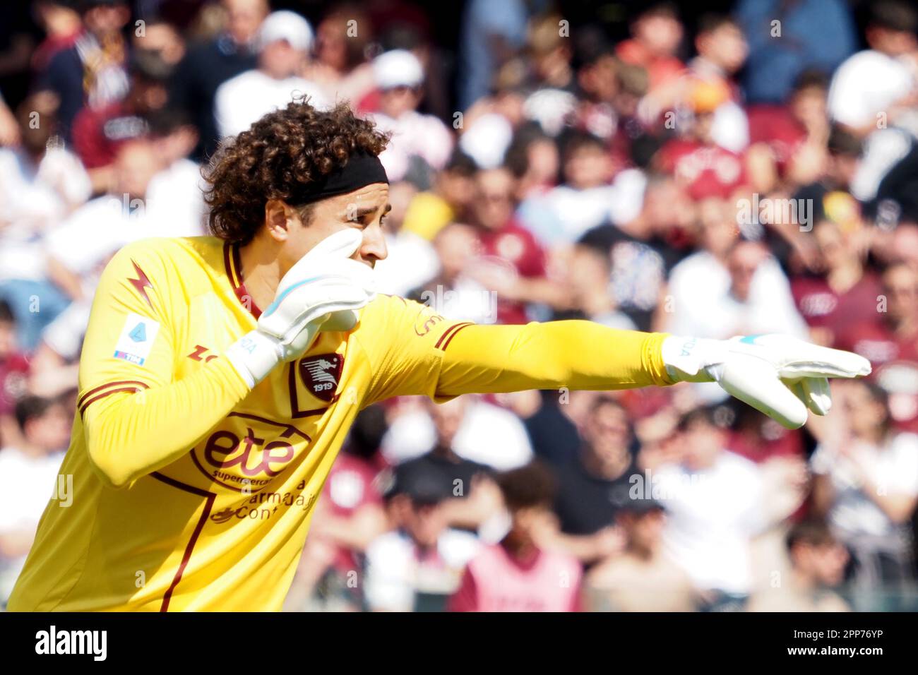 Salerno, Italy. 22nd Apr, 2023. Guillermo Ochoa player of Salernitana, during the match of the Italian Serie A league between Salernitana vs Sassuolo final result, Salernitana 3, Sassuolo 0, match played at the Areh stadium. Napoli, Italy, April 22, 2023. (photo by Vincenzo Izzo/Sipa USA) Credit: Sipa USA/Alamy Live News Stock Photo