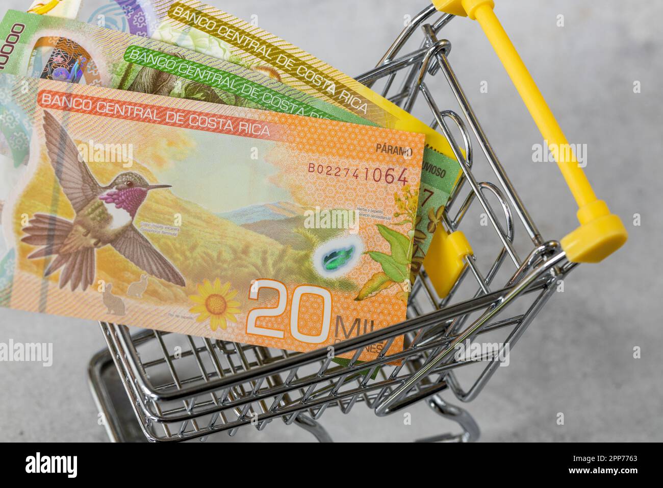 Financial concept, Costa Rica inflation rate, store prices, Empty