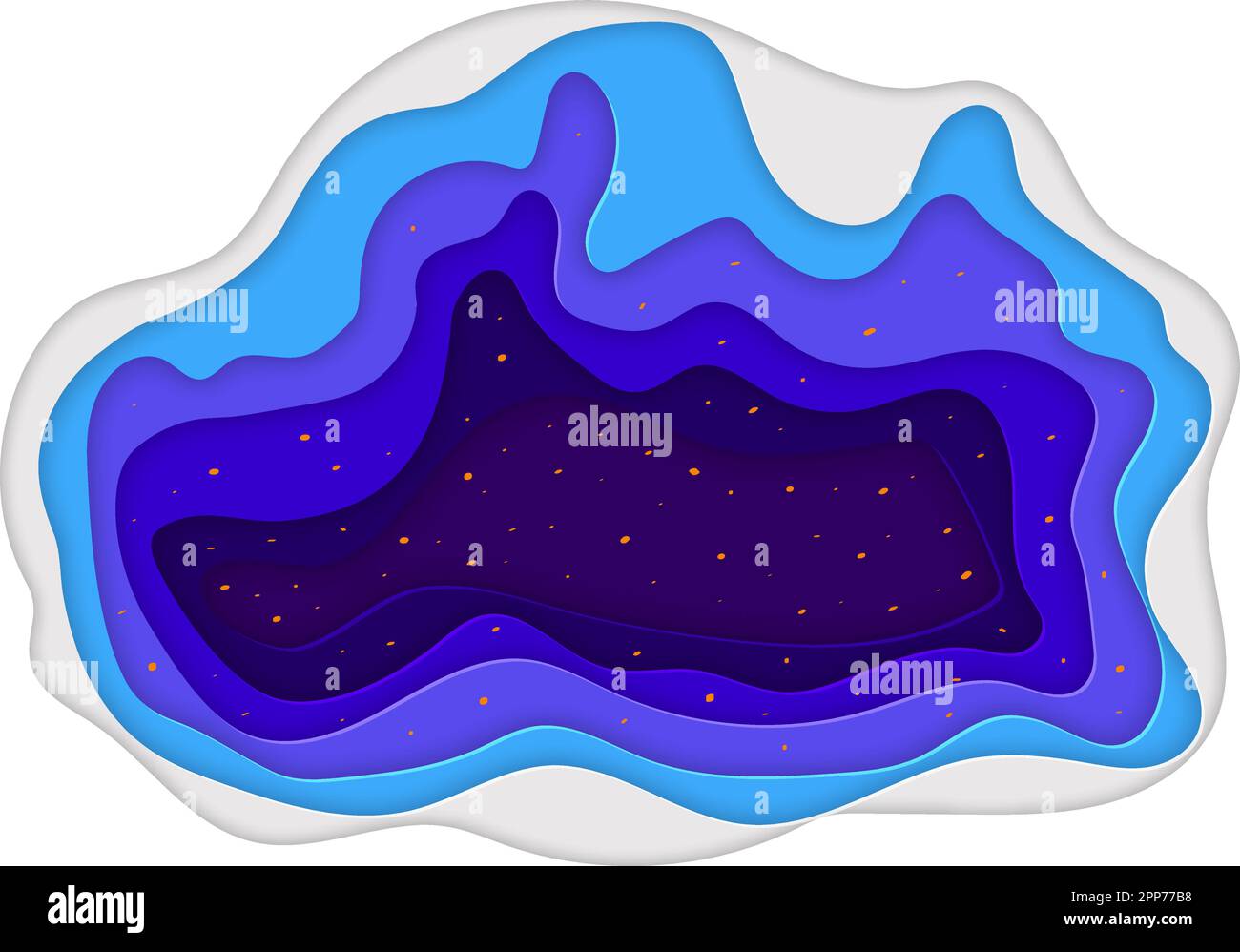 Paper art sky and stars in midnight. Vector illustration, dark night sky. Paper art style Stock Vector