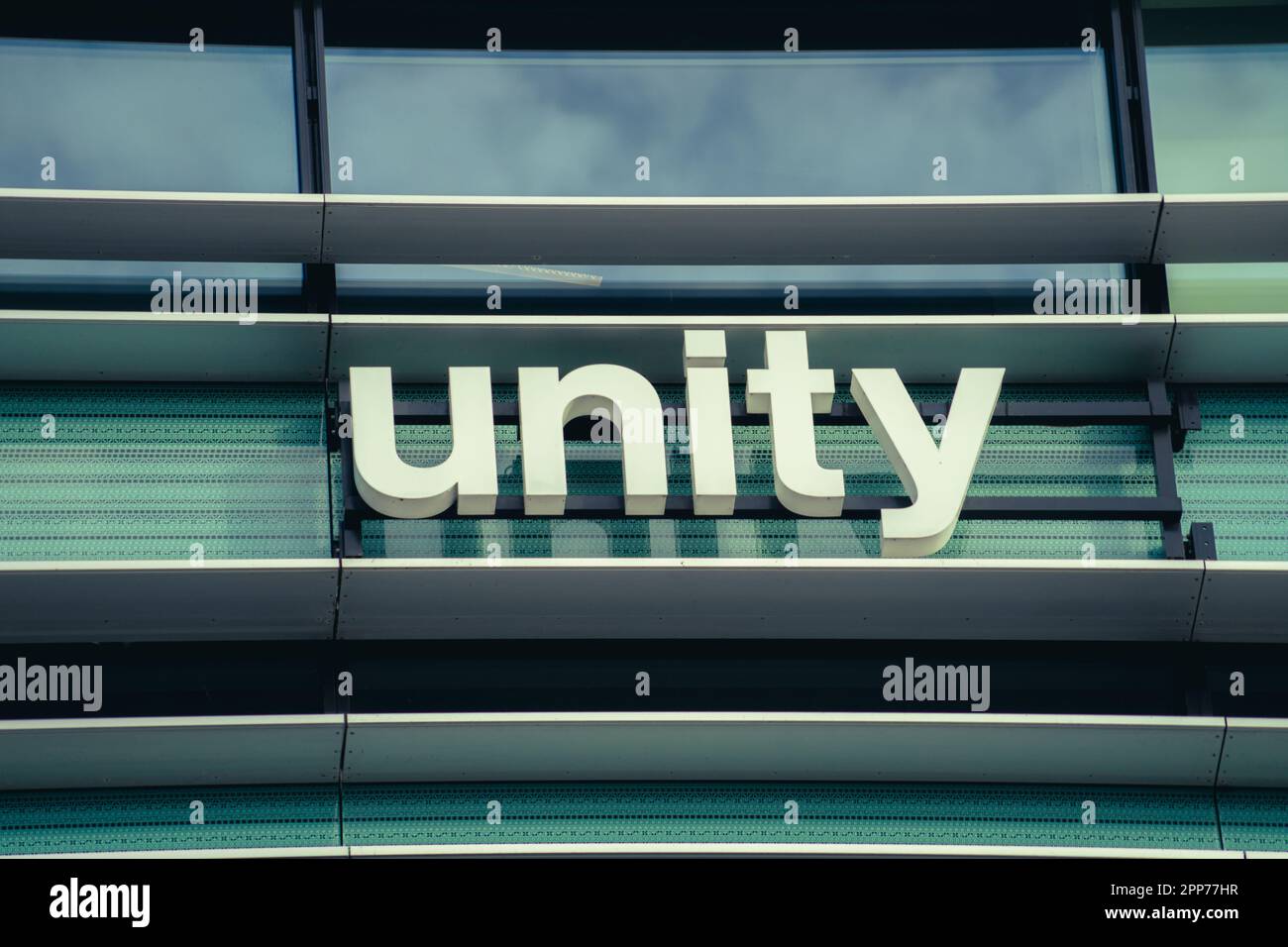 Vilnius, Lithuania - November 9, 2022: Unity logo on the office ...