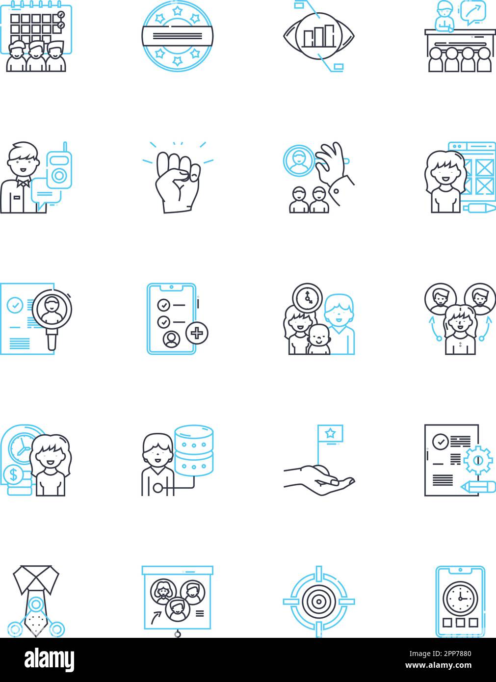 Dead-end careers linear icons set. Stagnancy, Unfulfilling, Limited, Mundane, Frustration, Regret, Stuck line vector and concept signs. Failure Stock Vector
