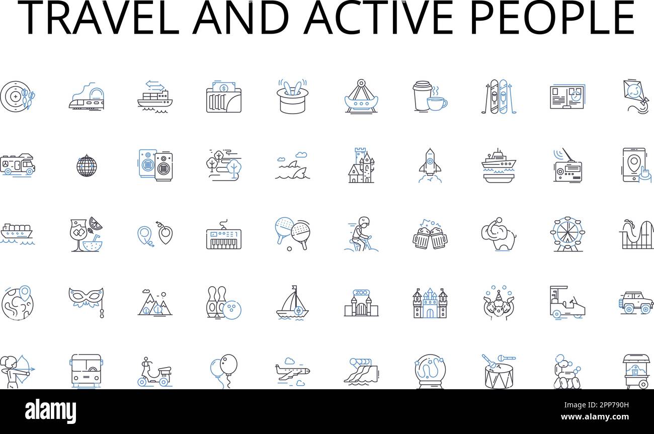 Travel and active people line icons collection. Cartography, Topography ...