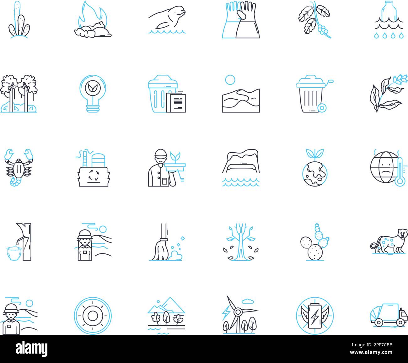 Ecosystem linear icons set. Diversity, Interdependence, Biodiversity, Interaction, Sustainability, Balance, Habitat line vector and concept signs Stock Vector