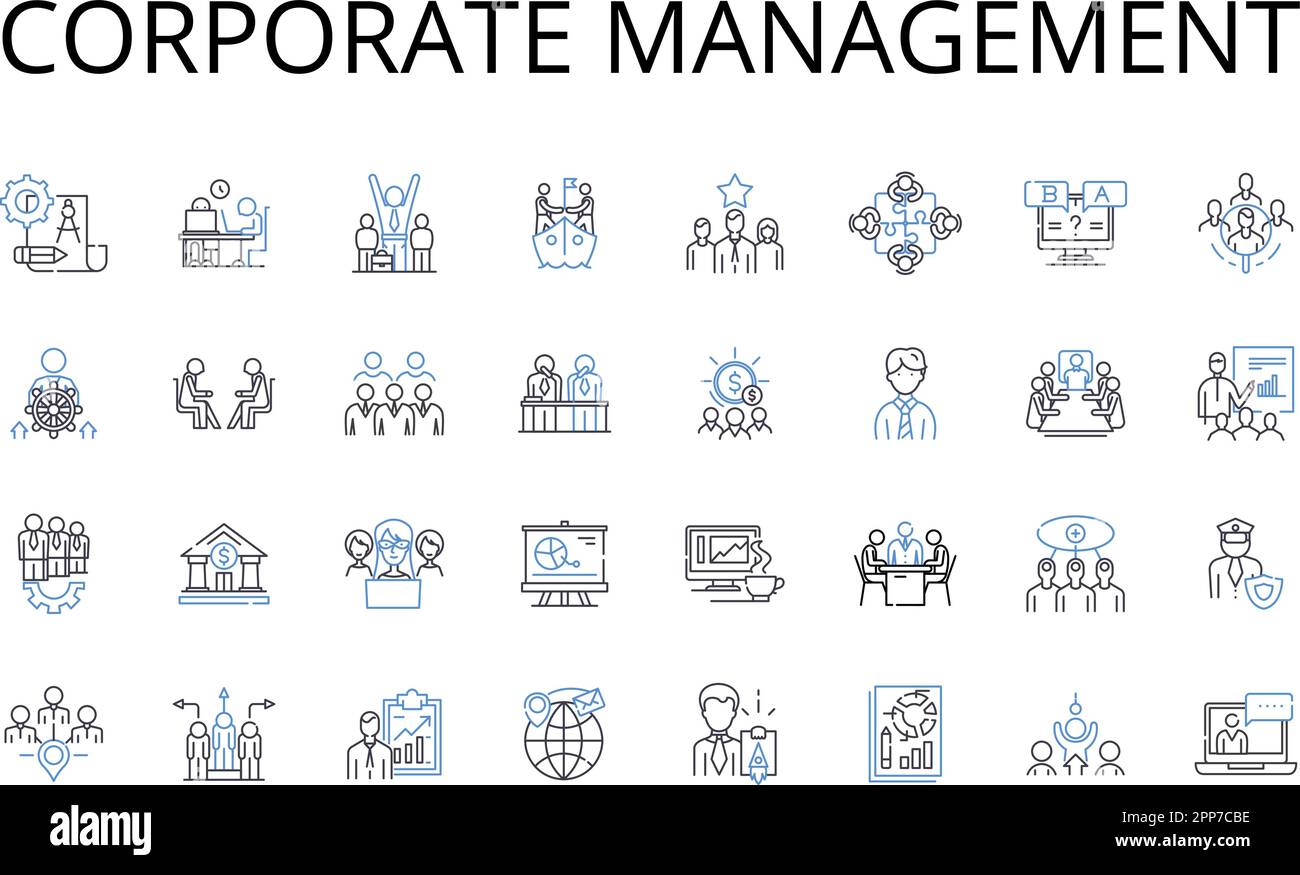 Corporate Management Line Icons Collection Executive Leadership